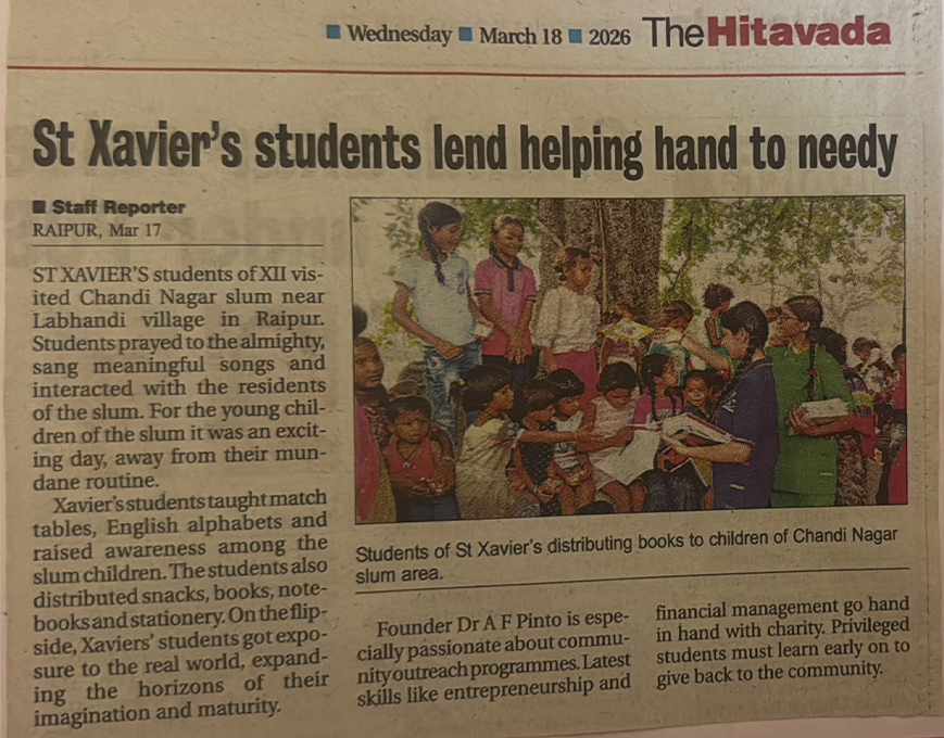 St. Xavier’s Students lend helping hand to needy